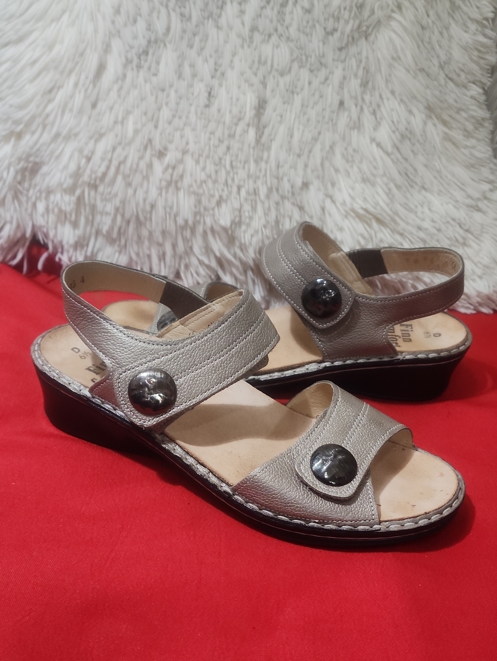 Finn Comfort Alanya Metallic Gold Leather Slingback women Sandals